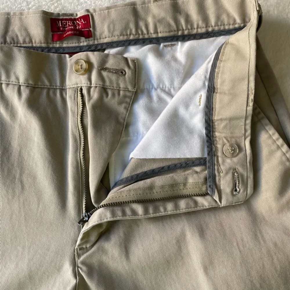 Merona Chino Pants The Ultimate Khaki Tan‎ Size 33x30 Classic Fit 100% Cotton